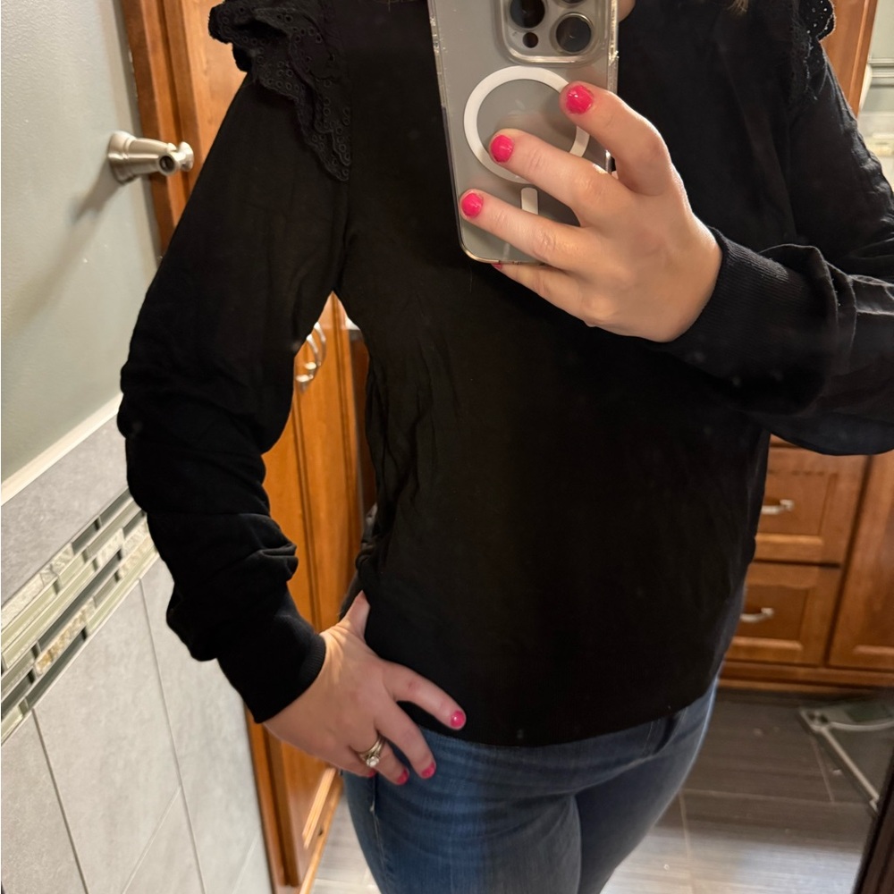 Black Lace Detail Women's Top